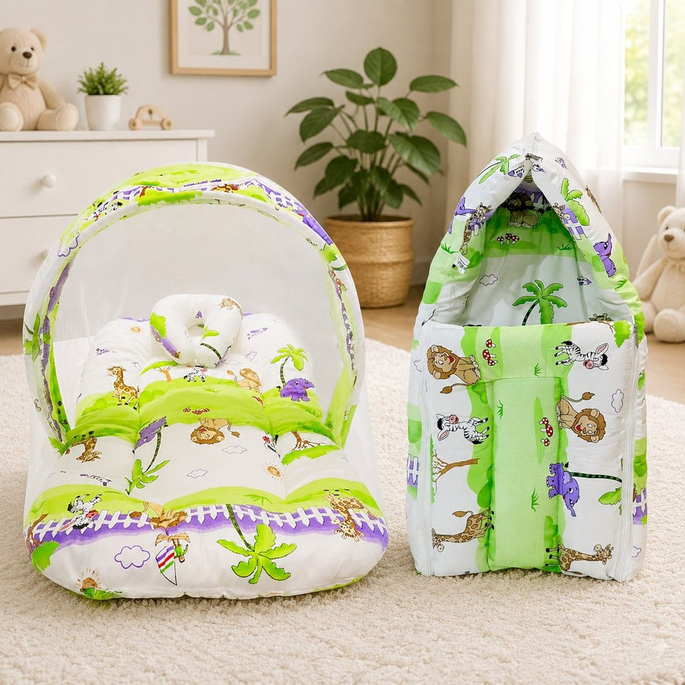 Fareto New Born Baby Mattress with Net & Sleeping Bag(0- 4Months)(ziffi)(F38)