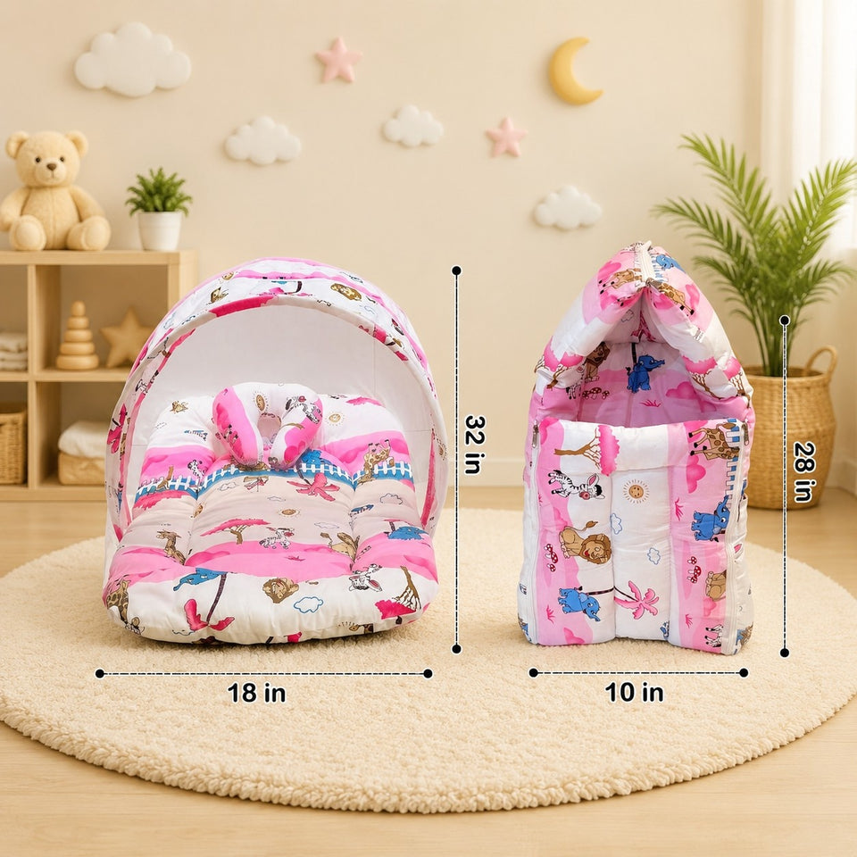 Fareto New Born Baby Mattress with Net & Sleeping Bag(0- 4Months)(ziffi)(F38)