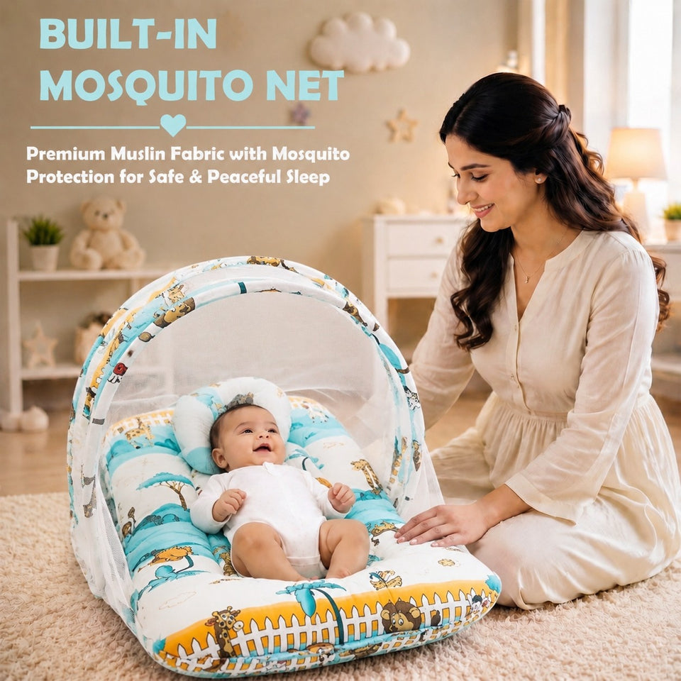 Fareto New Born Baby Mattress with Net & Sleeping Bag(0- 4Months)(ziffi)(F38)