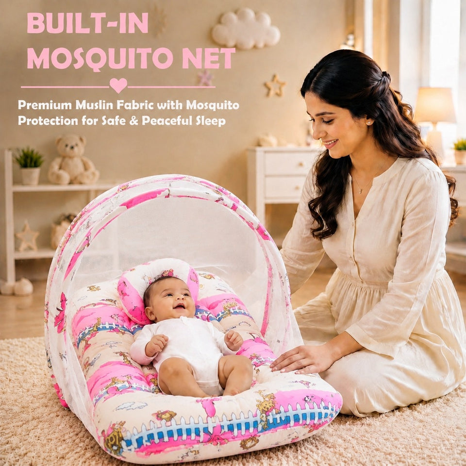 Fareto New Born Baby Mattress with Net & Sleeping Bag(0- 4Months)(ziffi)(F38)
