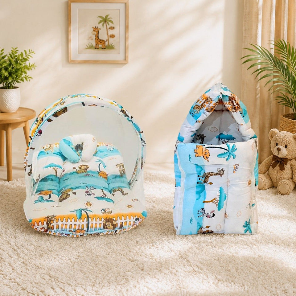 Fareto New Born Baby Mattress with Net & Sleeping Bag(0- 4Months)(ziffi)(F38)