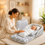 Fareto Baby Travel Friendly for Kids Portable Baby Comfortable Cushioning(0-12 Months)(Grey Ship)(F529)