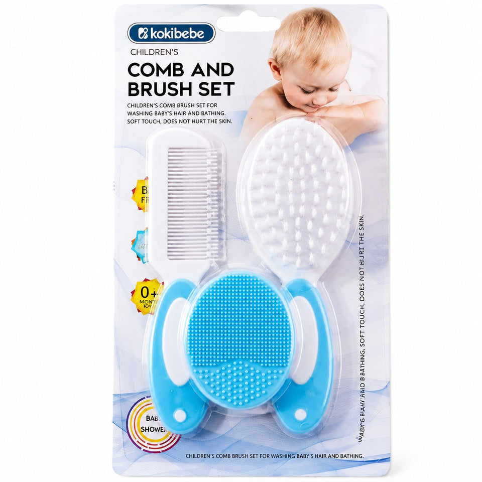 Fareto Baby Hair Brush, Comb & Silicone Cradle Cap Brush Set – Newborn Infant Grooming Kit with Soft Bristle Brush for Baby Hair Care and Scalp Massage(F792)