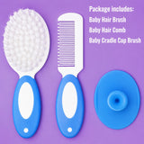 Fareto Baby Hair Brush, Comb & Silicone Cradle Cap Brush Set – Newborn Infant Grooming Kit with Soft Bristle Brush for Baby Hair Care and Scalp Massage(F792)