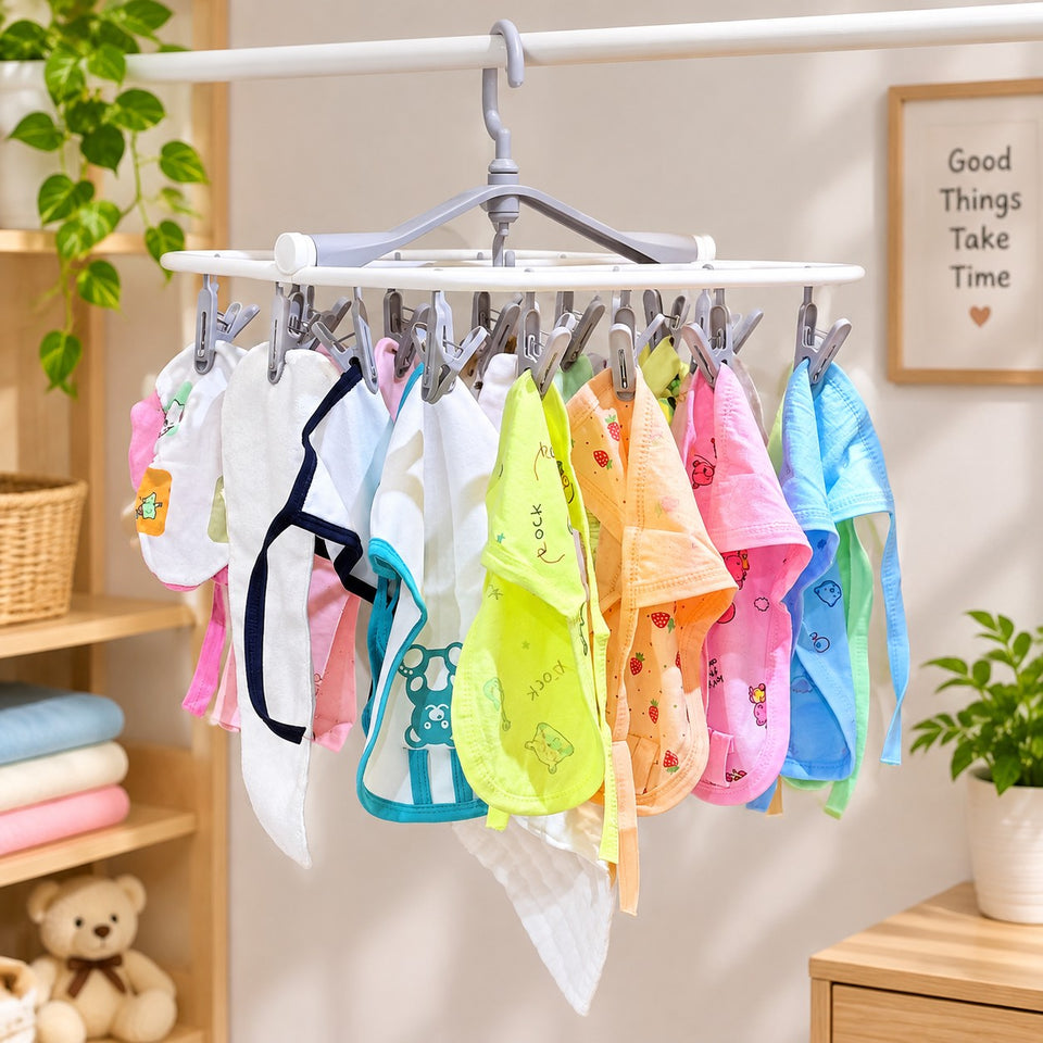 Fareto Premium Quality Portable Baby Essentials Cloths Hanger For | Nappies | Napkins | Dry Hanger (24 Clips)(Pack Of 1)(F403)
