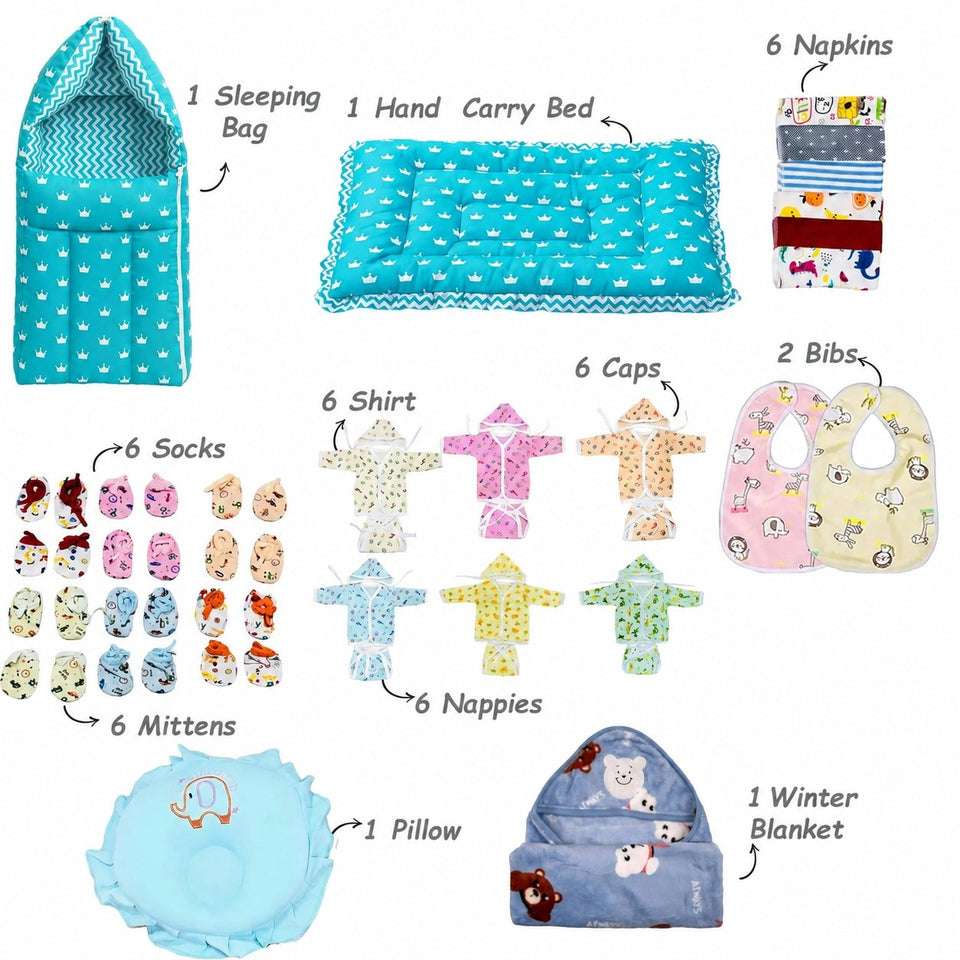 Fareto New Born Baby Winter Essentials Combo (Pack of 66 )(0-6m)(F177)