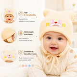 Fareto New Born Baby Super Warm Winter Wollen Cap (Pack of 3)(0-4 months) Colours and designs may vary(F459)