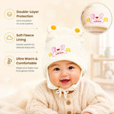 Fareto New Born Baby Super Warm Winter Wollen Cap (Pack of 3)(0-4 months) Colours and designs may vary(F459)