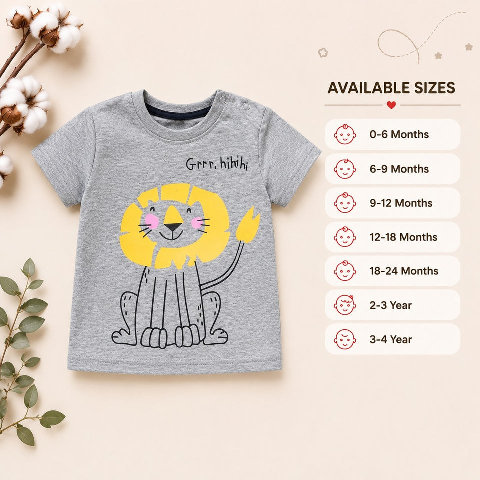 Fareto Baby Boy's & Baby Girl's Half Sleeves T-Shirt | Daily Wear T-Shirts(Touch button)(Pack of 5)(F132)
