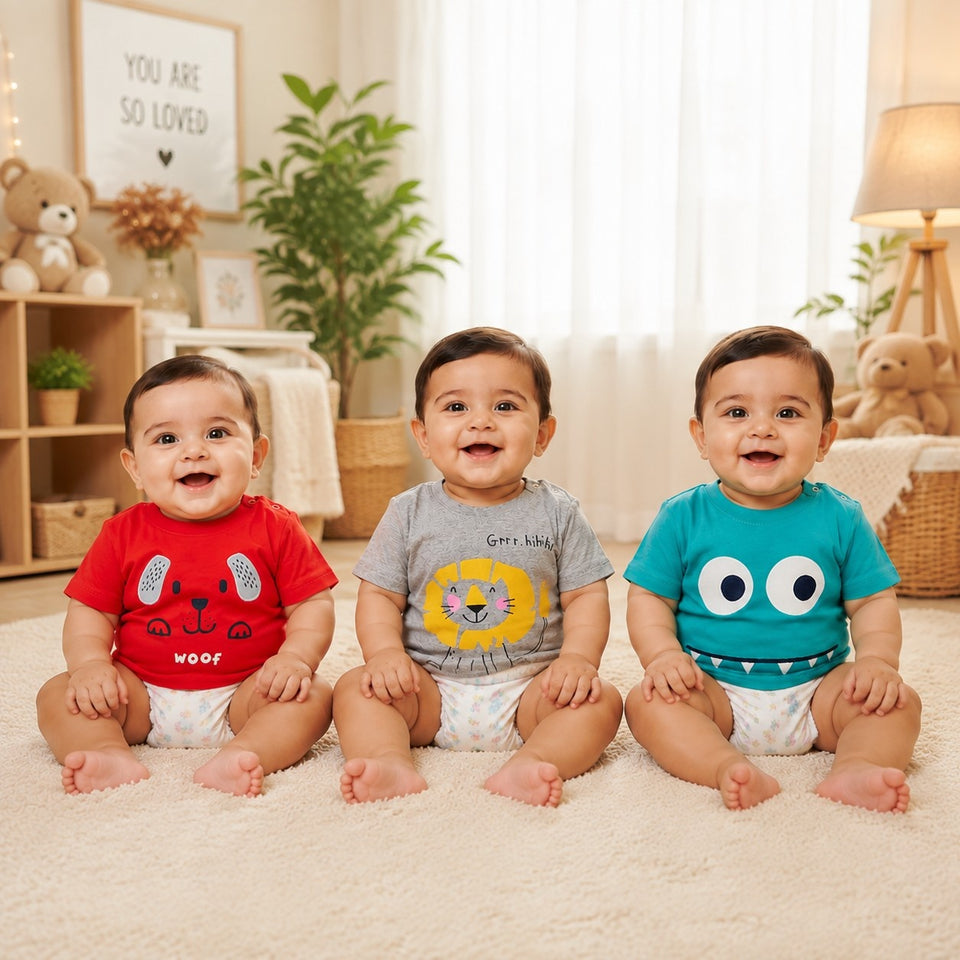 Fareto Baby Daily wear T-Shirt(Pack of 3)(F135)