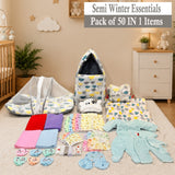 Fareto Baby Semi Winter Essential Combo For New Born | Gift Pack | Baby Products | Maternity Essentials | Bedding Set (50 Items)(0-6 Months)(F787)