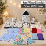Fareto Baby Semi Winter Essential Combo For New Born | Gift Pack | Baby Products | Maternity Essentials | Bedding Set (50 Items)(0-6 Months)(F784)