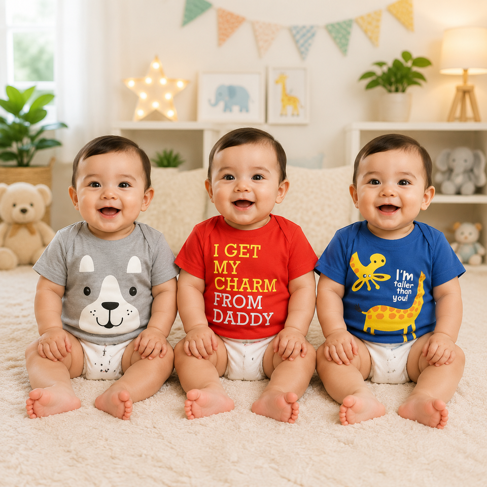 Fareto Baby's & Kid's 100% Cotton Half Sleeves T-Shirt(Pack of 3)(F271)