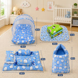 Fareto New Born Baby Combo of Mattress with Net | Sleeping Bag | 4 Pcs Bedding Set | 4 Sheets(0-6 Months)(F44)