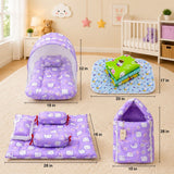 Fareto New Born Baby Combo of Mattress with Net | Sleeping Bag | 4 Pcs Bedding Set | 4 Sheets(0-6 Months)(F44)