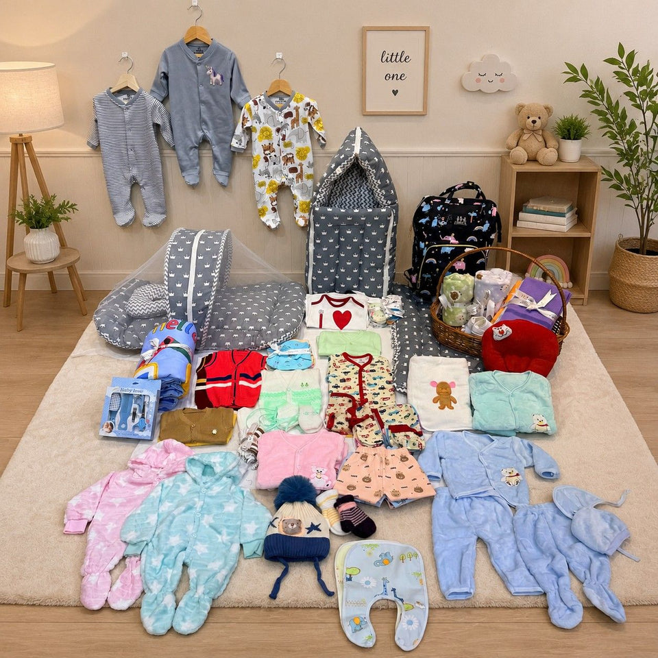 FARETO NEW BORN BABY PREMIUM QUALITY PURELY WINTER ESSENTIALS 99 IN 1 ( 0-6MONTHS)_NURSERY BAG(F479)
