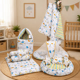 Fareto Complete Bedding Set essentials Combo For Baby (0-6 Months)(Good Night Blue)(F494)