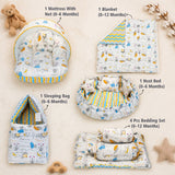 Fareto Complete Bedding Set essentials Combo For Baby (0-6 Months)(Good Night Blue)(F494)