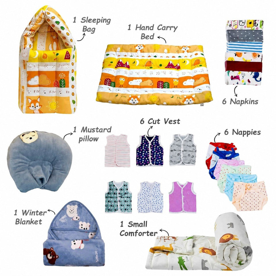 Fareto New Born Baby Monsoon season hospital essentials pack of 60 items (0-6 months)(F11)