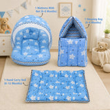 Fareto New Born Baby Premium Quality Mattress with Net | Sleeping Bag | Carry Bed  (0-4 Months)(cloud blue)(F295)