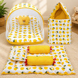 Fareto Combo of Baby Mattress with Net | Sleeping Bag | 4 Pcs Bedding Set(0-6 Months)(F160)