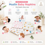 Fareto Premium Muslin 6 Layer Cotton Face Napkins for Newborn Baby Extra Soft Hankies Reusable Napkins(Pack of 5)(F535)