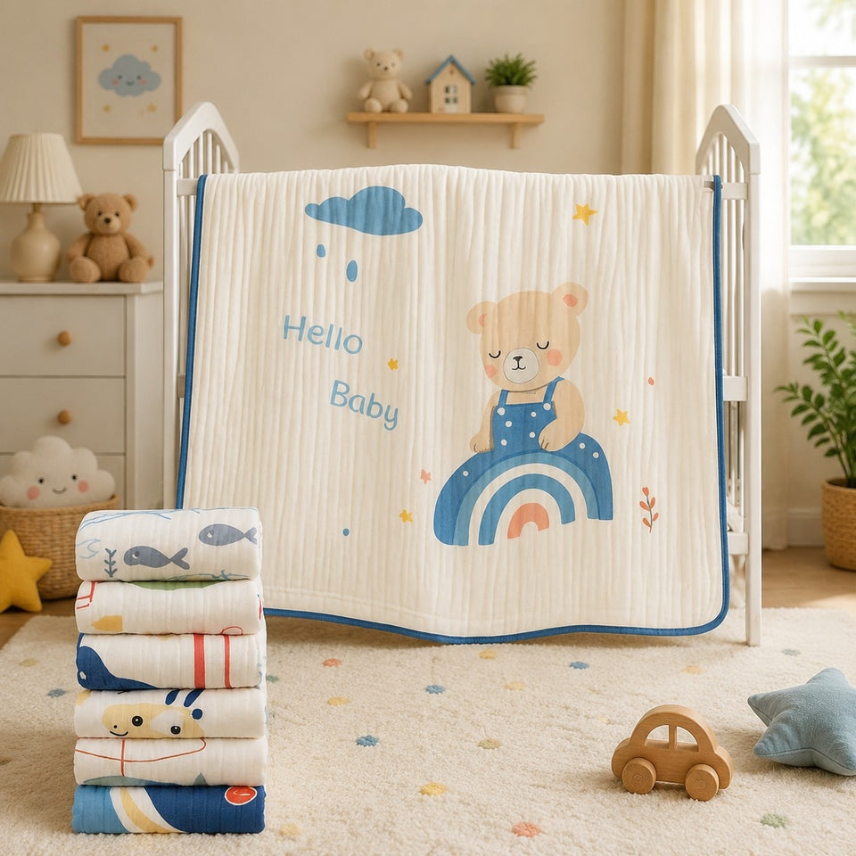 Fareto New Born Muslin Cotton Blanket (0–12 Months) – Organic, Super Soft, Lightweight & Breathable (Pack of 1)(F662)