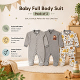 Fareto New Born Baby Full Body Rompers (Pack Of 3)(Color As Per The Availability)(F25)