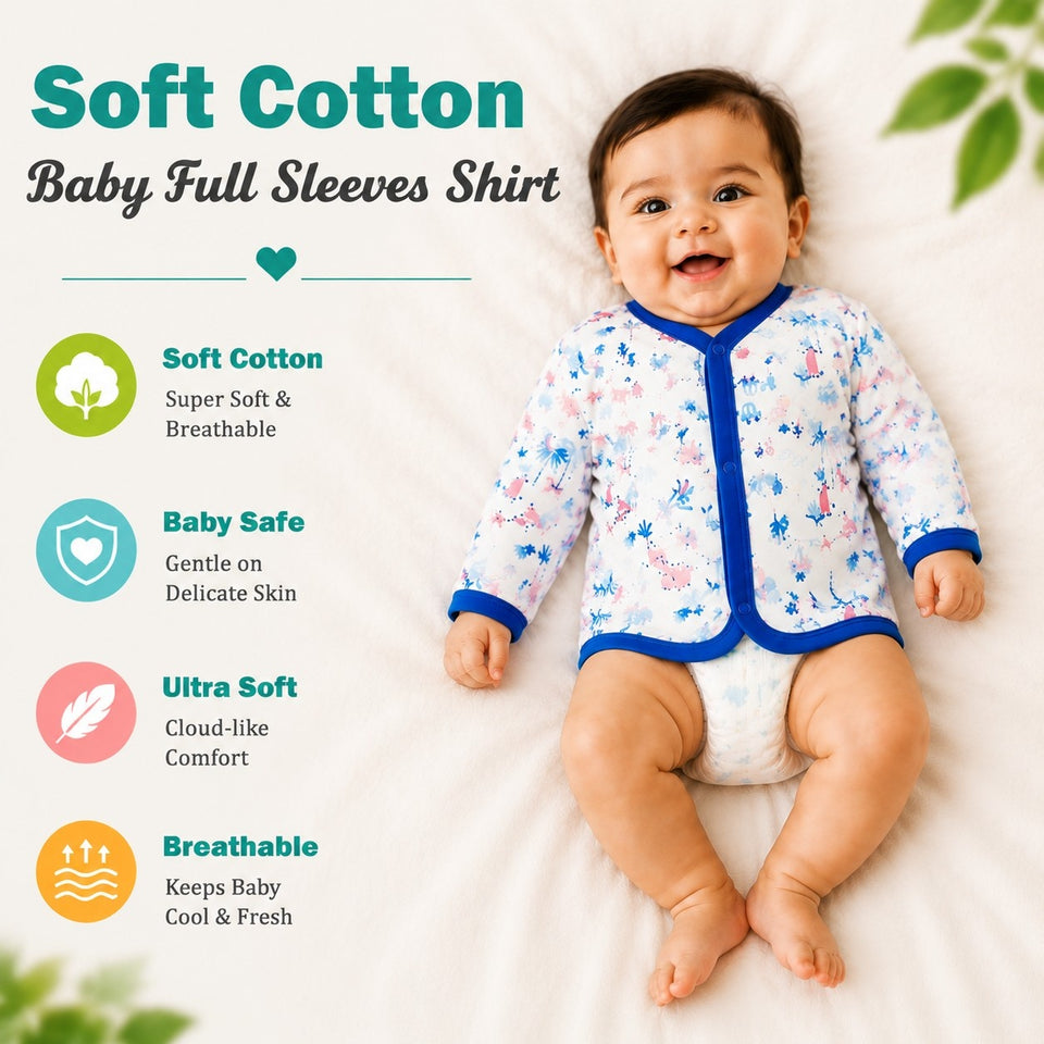 Fareto Baby 100% Cotton Front Open Full Sleeves shirts (Pack of 5)(F233)