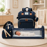 Fareto Premium Diaper Bag with Foldable Baby Bed & Changing Station – Large Capacity Waterproof Travel Backpack with Insulated Pockets & USB Port – Portable Maternity Bag for Moms & Dads(F636)