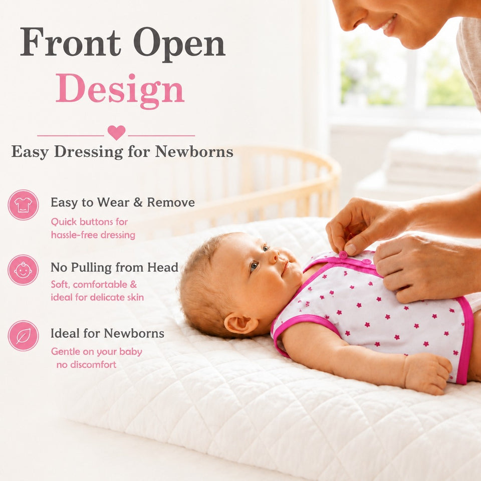 Fareto Baby 100% Cotton Front Open Cut Sleeves shirts (Pack of 5)(F234)