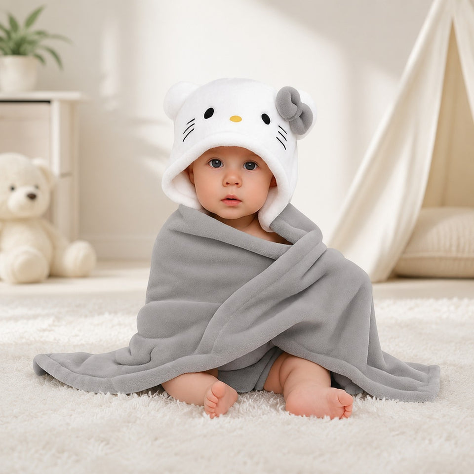 Fareto Super Soft Baby Hooded Towel – Cartoon Animal Design | Cozy, Lightweight & Skin-Friendly Swaddle for Newborns & Kids (Pack of 1)(F620)