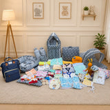 Fareto New Born Baby Premium Monsoon Season Hospital Essentials Kit 114 in 1 for Boys & Girls (0-6 Months) | Complete Newborn Care & Maternity Bag Set(F402)