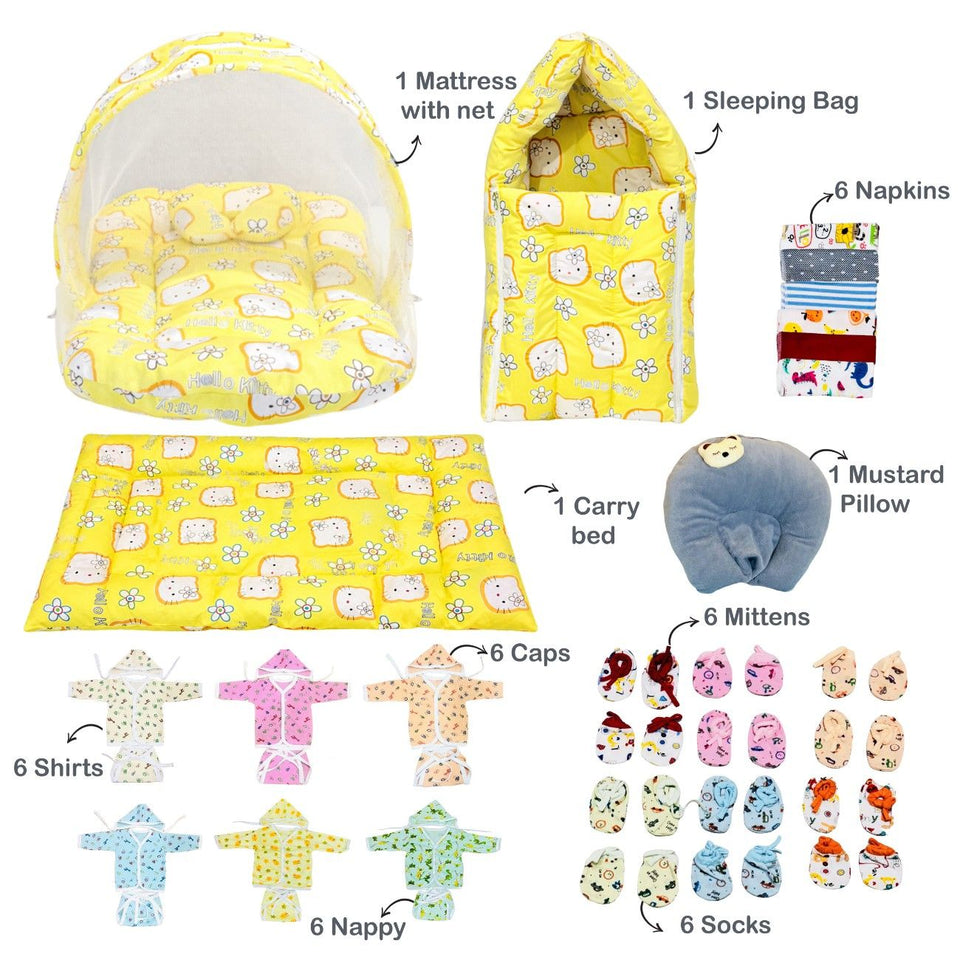 Fareto Baby Semi Winter Essential Combo For New Born | Gift Pack | Baby Products | Maternity Essentials  (66 Items)(0-6 Months)(F507)