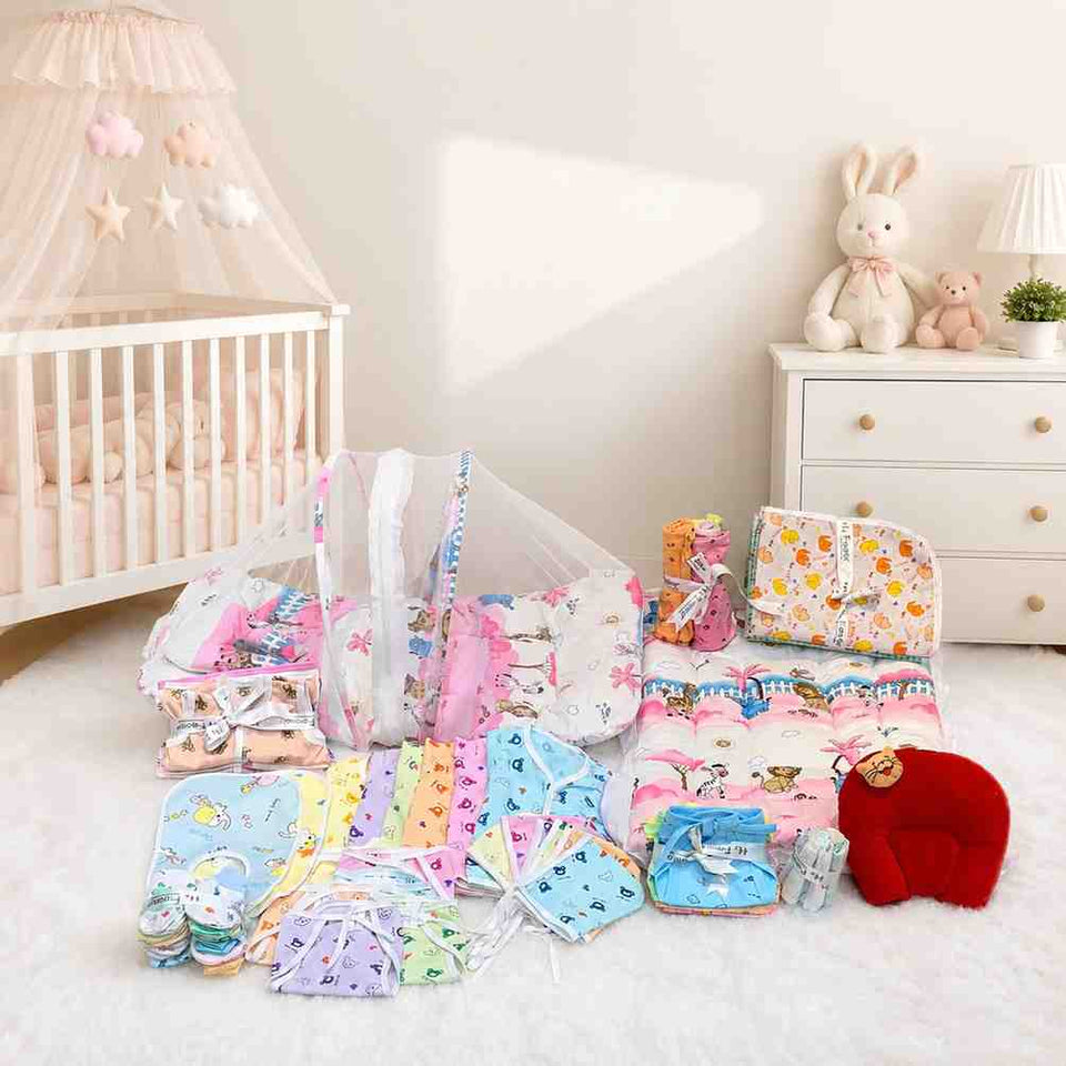 Fareto New Born Baby Hospital essentials Combo 60 in 1(0-6 Months)(F99)