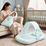 Fareto Newborn Baby 100% Muslin Cotton Sleeping Bag & Mosquito Net | Safe, Soft & Portable Baby Bed | Baby Bedding Set(0-1 Year)(F772)