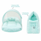 Fareto Newborn Baby 100% Muslin Cotton Sleeping Bag & Mosquito Net | Safe, Soft & Portable Baby Bed | Baby Bedding Set(0-1 Year)(F772)