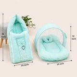 Fareto Newborn Baby 100% Muslin Cotton Sleeping Bag & Mosquito Net | Safe, Soft & Portable Baby Bed | Baby Bedding Set(0-1 Year)(F772)