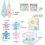 Fareto Premium Newborn Baby Winter Essential Combo Gift Pack | Maternity & Baby Care Essentials | Bedding Set for Infants (131 Items)(0-6 Months)(F684)