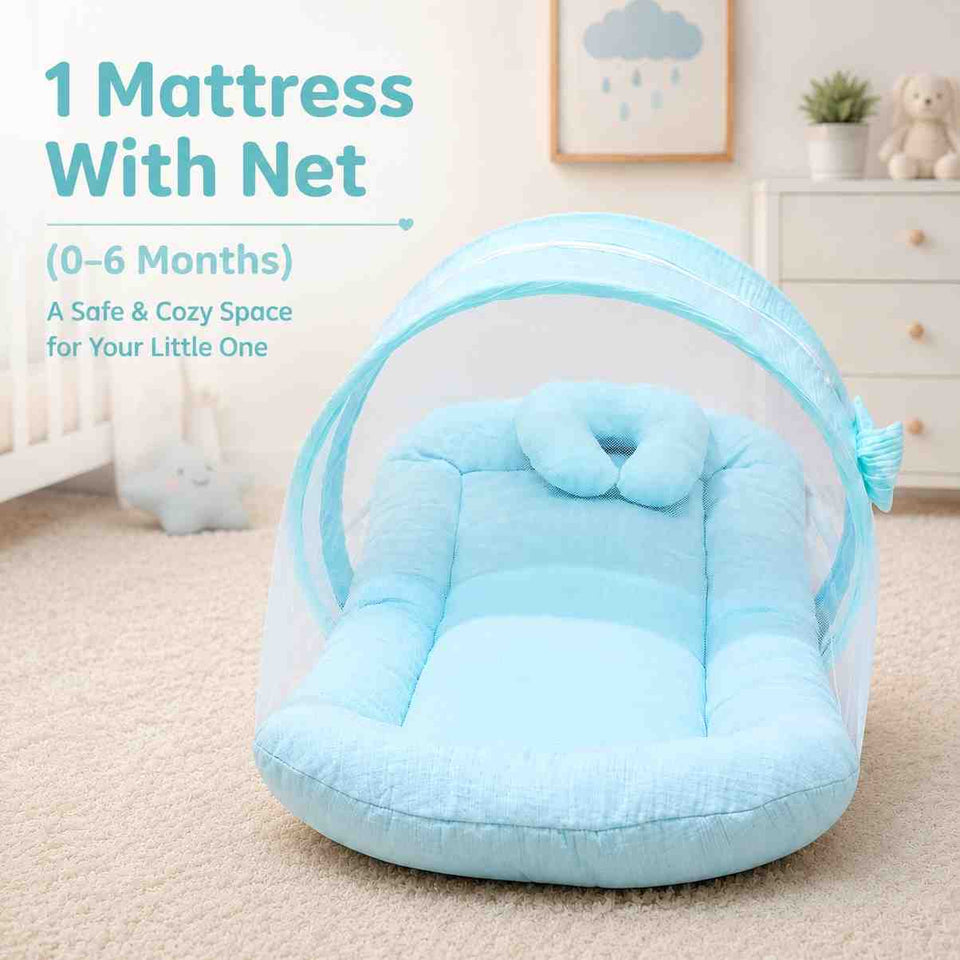 Fareto Newborn Baby 100% Muslin Cotton Mosquito Net | Safe, Soft & Portable Baby Bed | (0-6 Months)(F774)