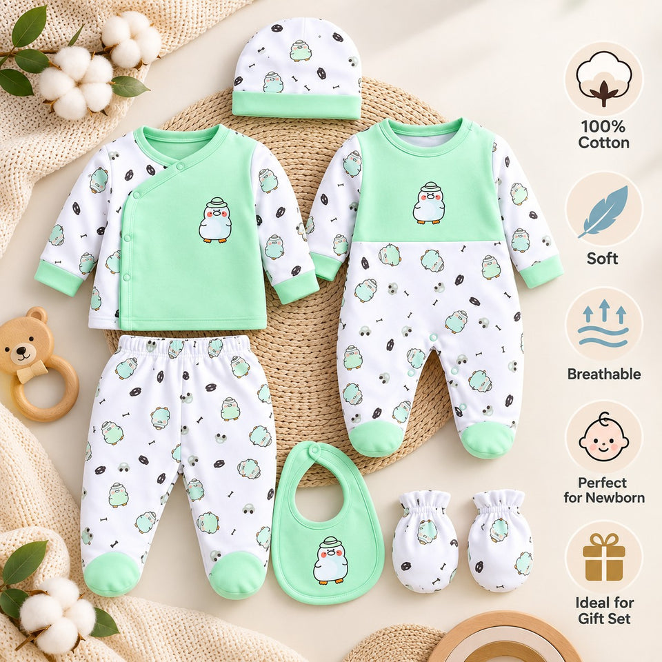 Fareto Baby Gift Set for Newborn Boys & Girls | 6-Piece Baby Clothing Set | Soft & Comfortable Wear(F819)