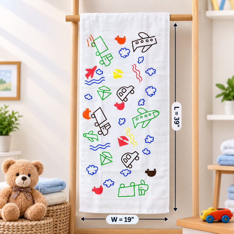 Fareto Baby Cotton Kids Towel (39 × 19 Inches) | Newborn Bath Wrap & Toddler Towel | Highly Absorbent & Breathable Baby Body Towel | Soft Cotton Bath Towel for Infants, Boys & Girls(F805)