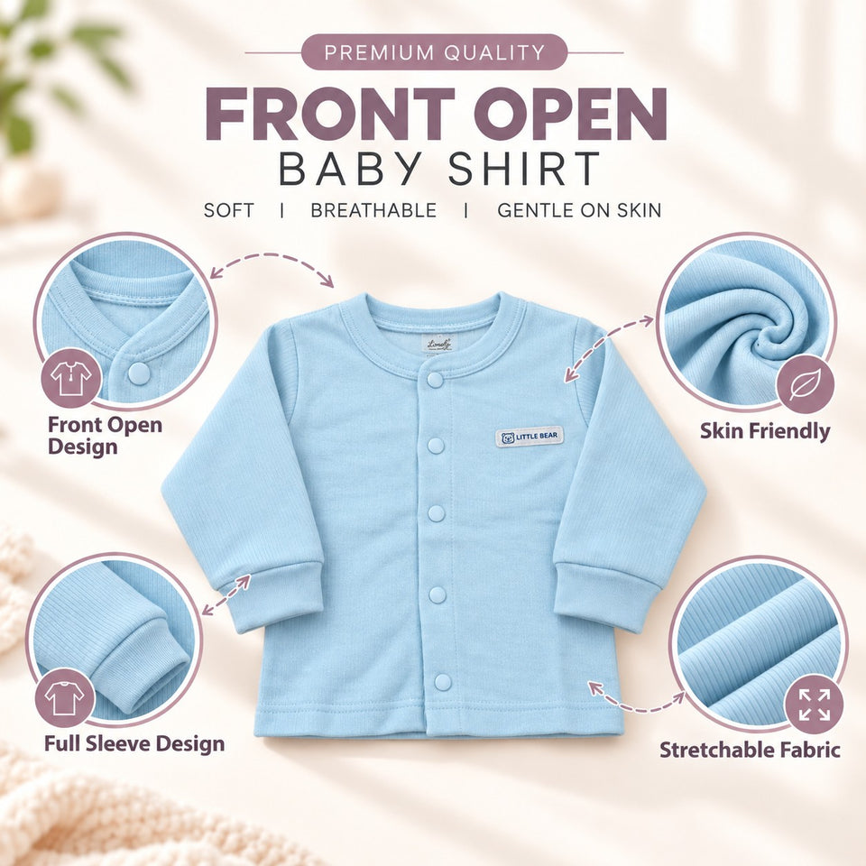 Fareto Baby Premium Winter Thermal Set | Front Open Full Sleeve Shirt & Pant | Soft, Warm & Comfortable | Pack of 2(F815)