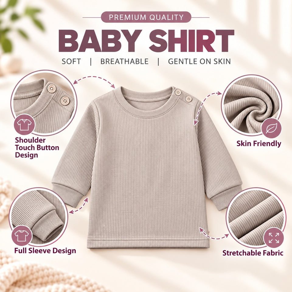 Fareto Baby Premium Winter Thermal Set | Full Sleeve Shirt & Pant | Shoulder Touch Button | Soft, Warm & Comfortable | Pack of 2(F814)