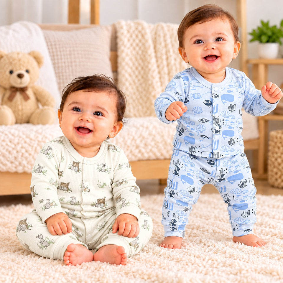 Fareto Baby Boys & Girls Full Sleeve Cotton Clothing Set | Pack of 2 Top & Pant Combo | Soft & Comfortable Daily Wear for Newborns (0–3 Months)(F816)