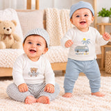 Fareto Baby Boys & Girls Full Sleeve Cotton Clothing Set | Pack of 2 Top & Pant Combo | Soft & Comfortable Daily Wear for Newborns (0–3 Months)(F818)