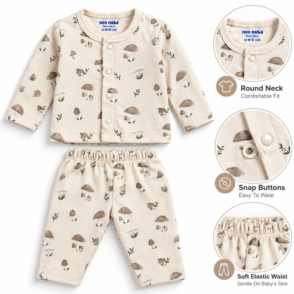Fareto Baby Boys & Girls Full Sleeve Cotton Clothing Set | Pack of 2 Top & Pant Combo | Soft & Comfortable Daily Wear for Newborns (0–3 Months)(F816)