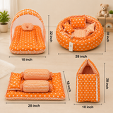 Fareto New Born Baby Full Bedding Set Combo (Crown Orange) (0-6 Months)(F21)