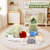 Fareto New Born Baby Organic Muslin Cotton Combo Set 28 In 1 (0-6 Months)Baby Bedding & Clothing Combo Set For Muslin(F748)