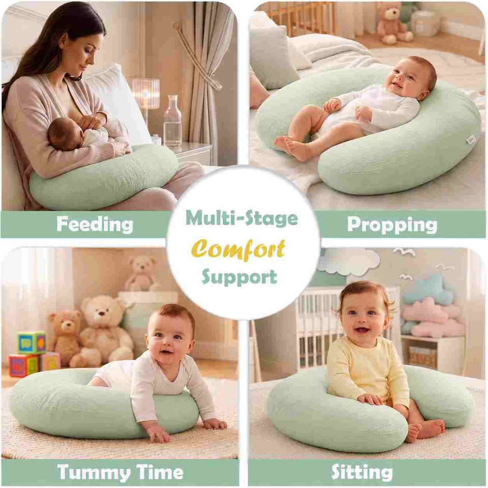 Fareto Newborn Baby 100% Muslin Cotton Bedding Set Combo | Sleeping Bag | Mattress with Net | Nest | Blanket | Hand Carry Bed & Bolster Set |Portable bed | Feeding pillow (0-6 Months)(F750)
